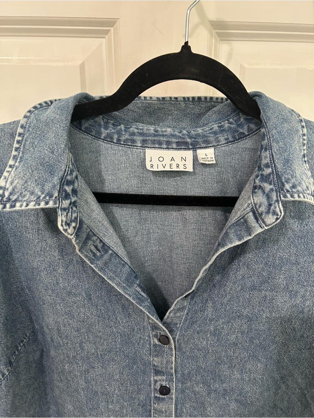Joan Rivers Washed Denim Button-Front Shacket - Blue - Picture 2 of 6